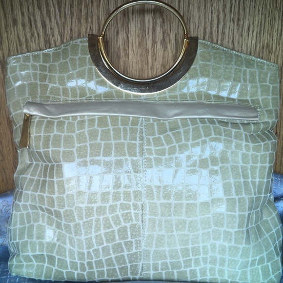 Vintage alligator print leather handbag - Picture 3 of 10